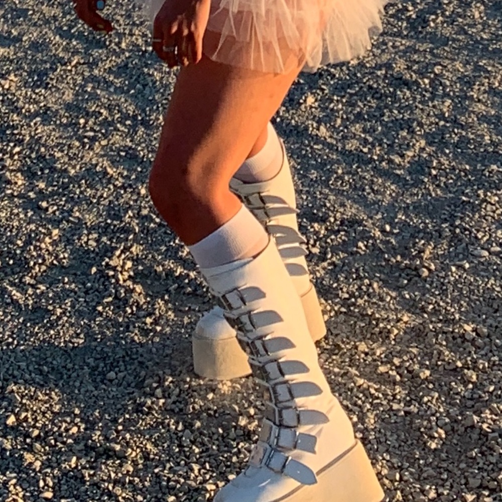 Demonia white boots